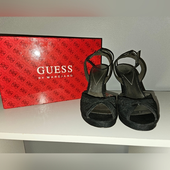 GUESS by Marciano "Priscilla" Black Strappy Heels - Size 7.5 - Picture 2 of 7